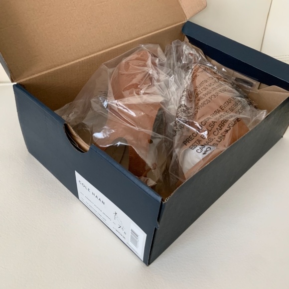 Cole Haan Emmett Ch British Tan Brown Suede Pumps Sandal Stiletto Heel Shoes - Picture 9 of 15